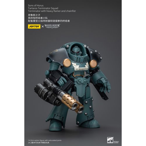 Joy Toy Warhammer 40,000 Sons of Horus Tartaros Squad Terminator with Heavy Flamer and Chainfist 1:1