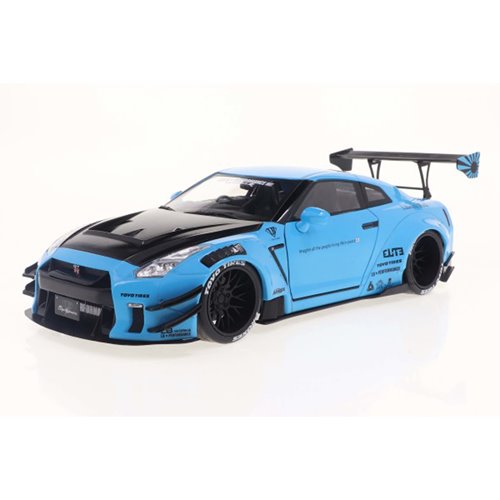 2024 Nissan GT-R R35 Baby Blue Liberty Walk Version 2.0 Body Kit 1:18 Scale Die-Cast Metal Vehicle