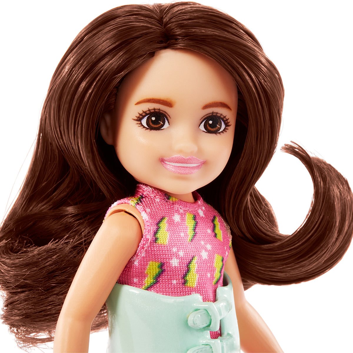 Prestigieus zand kleding Barbie Chelsea Doll in Thunderbolt Dress and Back Brace
