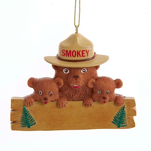 Smokey the Bear and Cubs 2 3/4-Inch Personalization Ornament