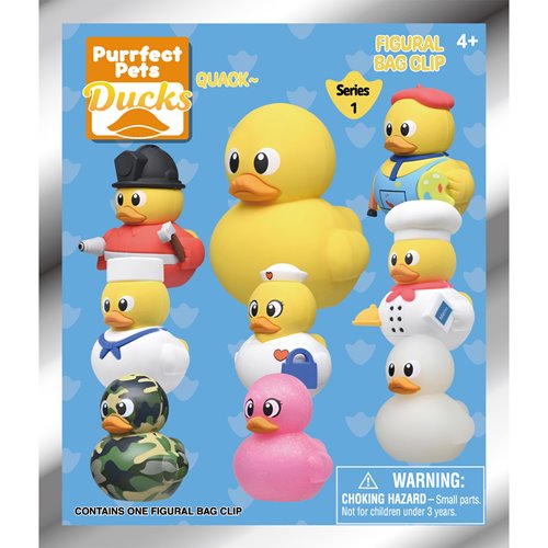 Yellow Ducks 3D Foam Bag Clip Display Case of 24