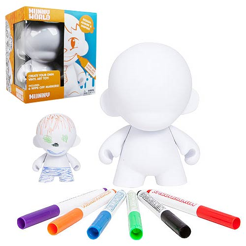 MUNNY Reusable DIY Toy with Wipe-Off Markers - White