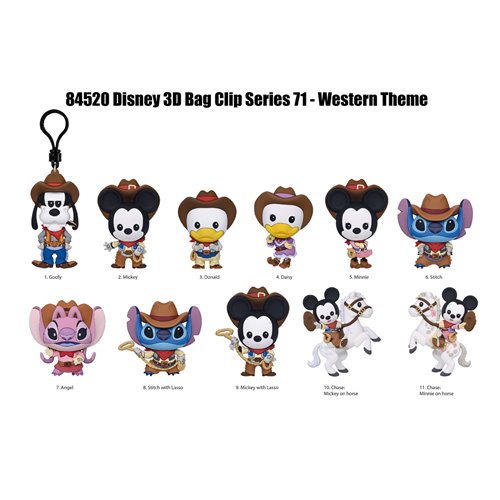 Disney Classic Western Series 71 3D Foam Bag Clip Display Case of 24