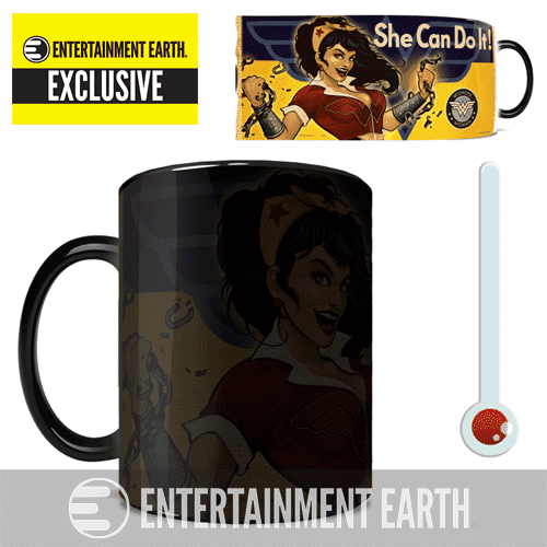 DC Comics Justice League Wonder Woman She Can Do It Bombshells Morphing Mug - Entertainment Earth Exclusive