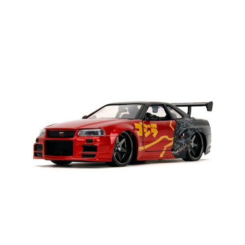 Hollywood Rides Godzilla 2002 Nissan Skyline GT-R R34 1:24 Scale Die-Cast Metal Vehicle