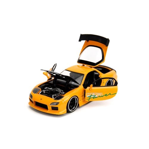 JDM Tuners 1993 Mazda RX-7 FD HKS Yellow Orange 1:24 Scale Die-Cast Metal Vehicle