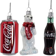 Coca-Cola Miniature 3 1/2-Inch Glass Ornament 3-Pack Set
