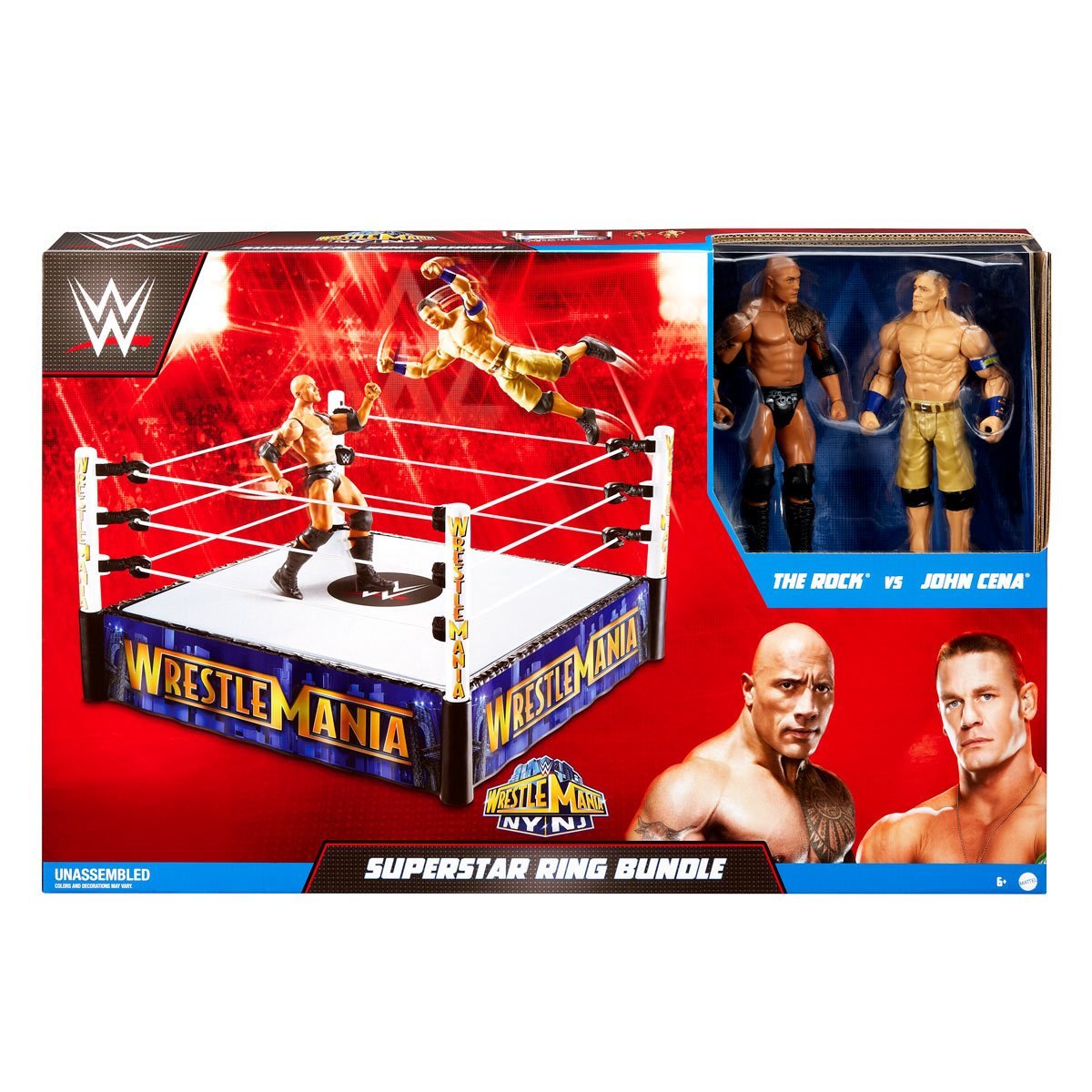 WWE WrestleMania The Rock Vs John Cena Superstar Ring Action Figure 2 ...