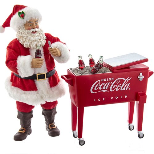 Coca-Cola Santa with Table Cooler Statue 2-Pack Set