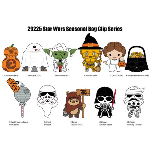 Star Wars Halloween 3D Foam Bag Clip Random 6-Pack
