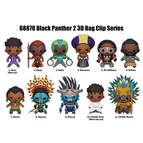 Black Panther:Wakanda Forever 3D Foam Bag Clip Random 6-Pack