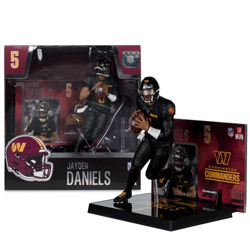 NFL SportsPicks 2025 Washington Commanders Jayden Daniels Alternate Black Uniform 7-Inch Posed Figur