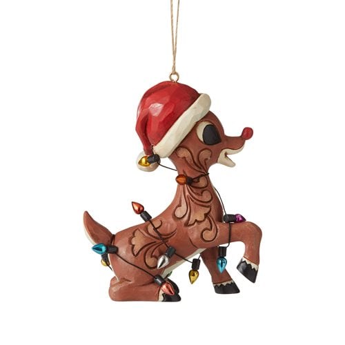 Rudolph the Red-Nosed Reindeer Rudolph Wrapped in Lights Ornament by Jim Shore