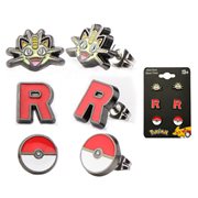 Pokemon Meowth Team Rocket R and Poke Ball Stud Earrings 3-Pack