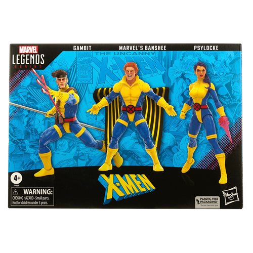 X-Men 60th Anniversary Marvel Legends Banshee, Gambit, and Psylocke 6-Inch Action Figures Set