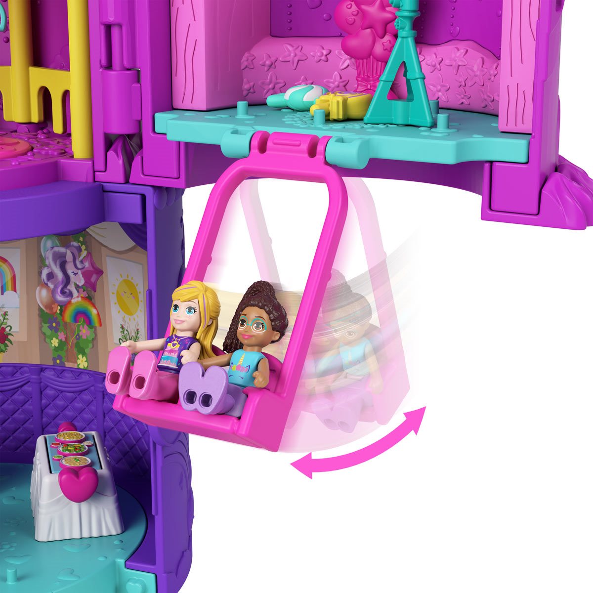 Polly Pocket 2-in-1 Spin 'n Surprise Birthday, Unicorn Toy with 2