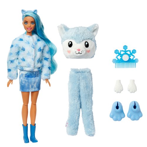 Barbie Cutie Reveal Snowflake Sparkle Husky Puppy Doll