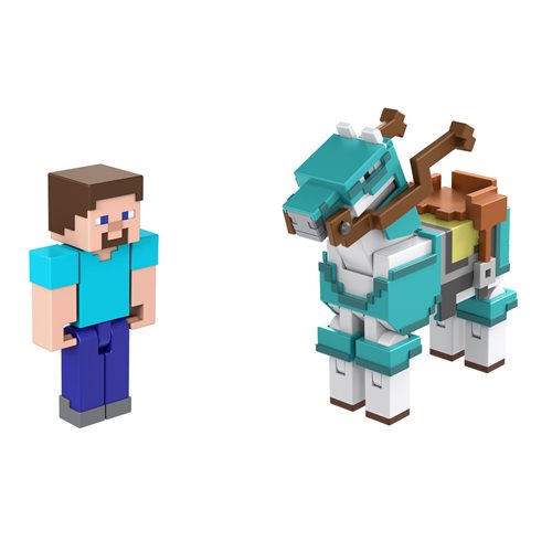 Minecraft Steve and Armored Horse Action Figure 2-Pack