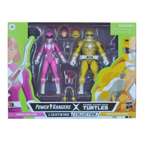 Power Rangers X Teenage Mutant Ninja Turtles Lightning Collection Michelangelo Yellow and April Pink
