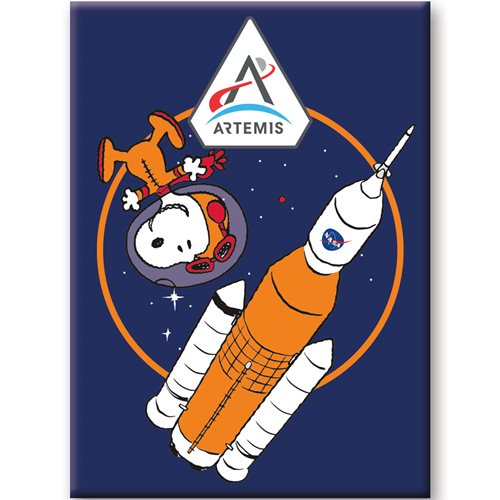 Peanuts in Space Artemis Rocket Flat Magnet