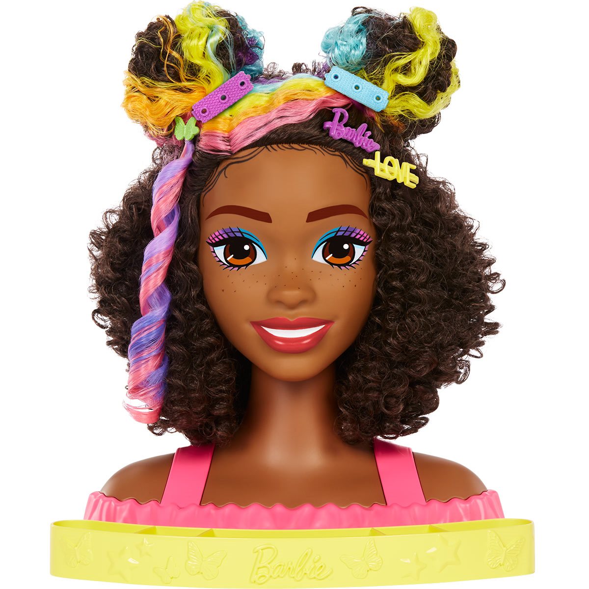 Barbie Totally Hair Neon Rainbow Deluxe Styling Head with Curly ...