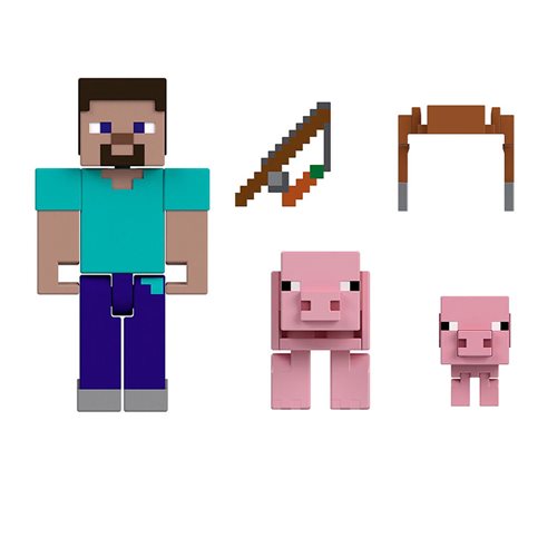 Minecraft Steve and Pigs Action Figure 2-Pack