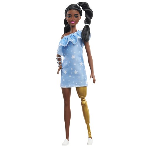 Barbie Fashionista Doll #146 with Gold Prosthetic Leg and Brunette Hair