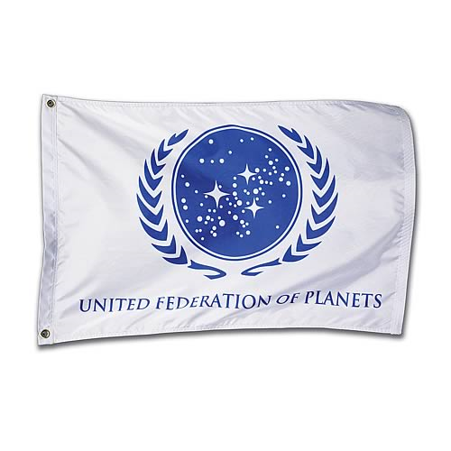 Star Trek The Next Generation UFP Logo Flag Patch White NEW UNUSED 