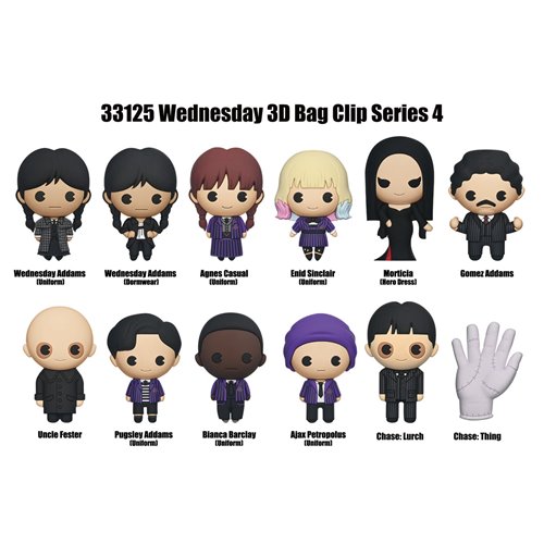Wednesday Addams Series 4 3D Foam Bag Clip Display Case of 24