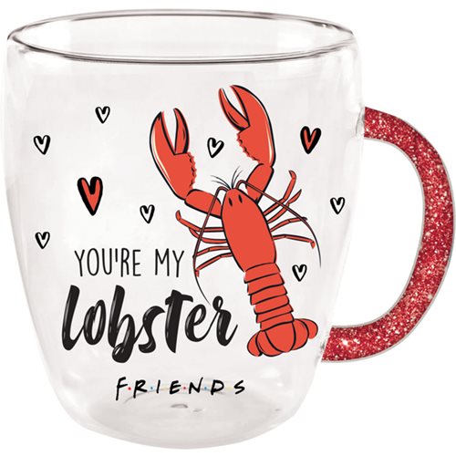 Friends You're My Lobster 14 oz. Glass Mug with Glitter Handle