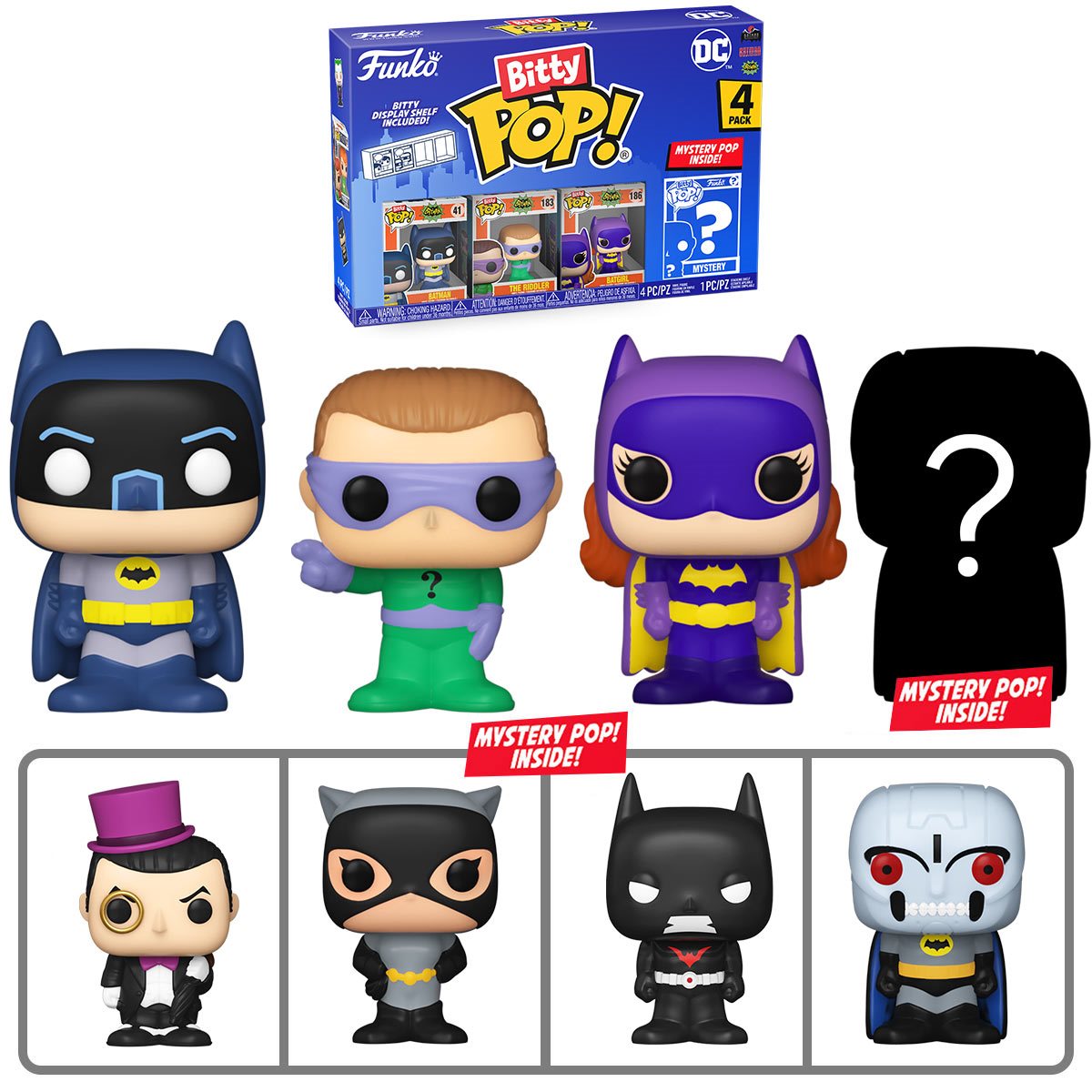 Funko Bitty Pop! DC 4 Pack - Batman, The Riddler, Batgirl, Mystery