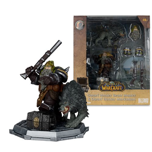 World of Warcraft Wave 2 Dwarf Hunter Beast Master and Marksman 1:12 Scale Posed Figure