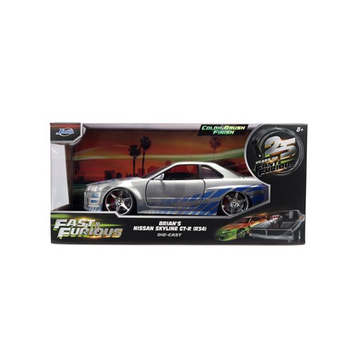 Fast and the Furious 25th Anniversary Brian's Nissan Skyline GT-R R34 1:24 Scale Die-Cast Metal Vehi