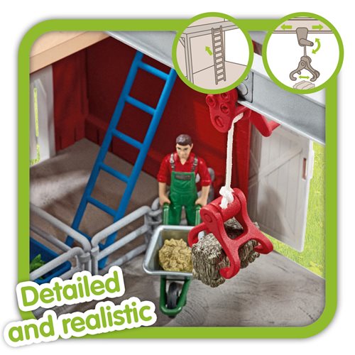 Farm World Large Red Barn with Animals and Accessories Playset