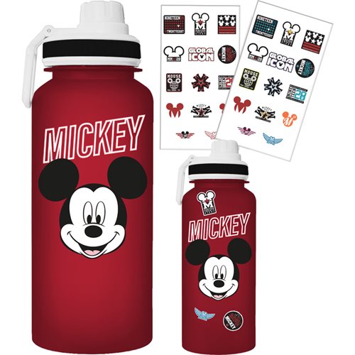 Mickey Mouse Classic Varsity 32 oz. Twist Spout Plastic Bottle with Sticker Set