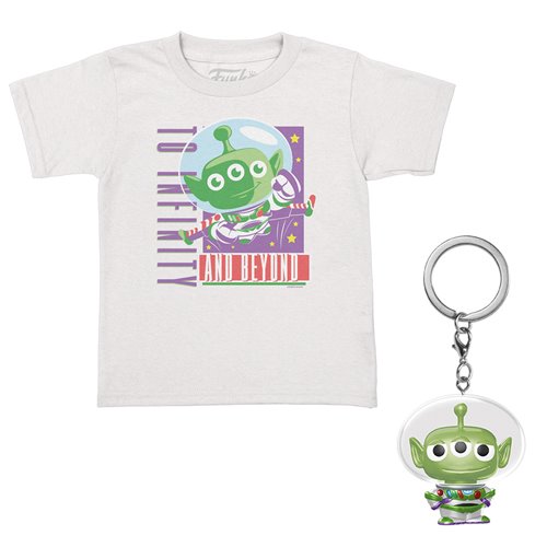 Disney Pixar Alien Buzz Lightyear Pop! Key Chain with Youth White Pop! T-Shirt