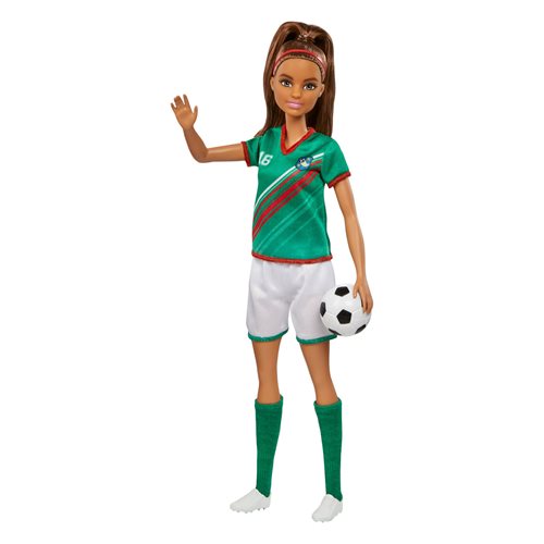 Barbie Soccer Player Doll with Green Shirt and White Shorts