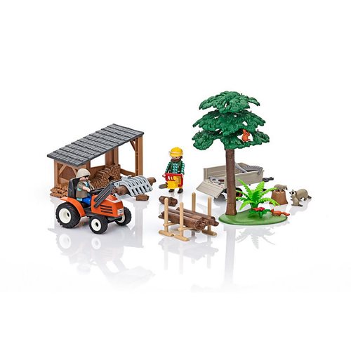 Playmobil 6814 Lumber Yard with Tractor Playset