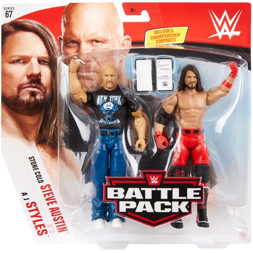 WWE Stone Cold Steve Auston and AJ Styles Basic Series 67 Action Figure 2-Pack