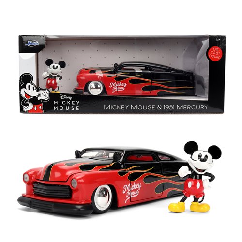 Hollywood Rides Disney 1951 Mercury 1:24 Scale Die-Cast Metal Vehicle with Mickey Mouse Figure