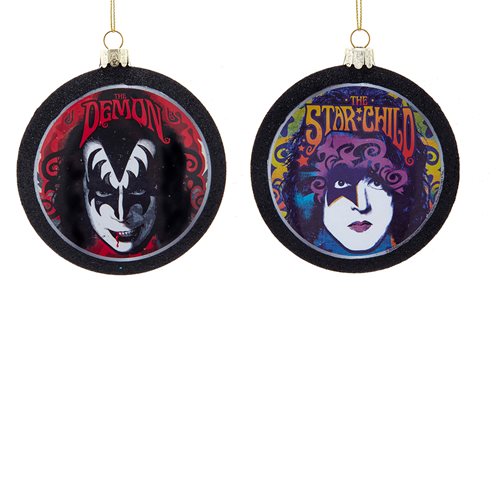 KISS Demon and Starchild 3-Inch Glass Disc Ornament