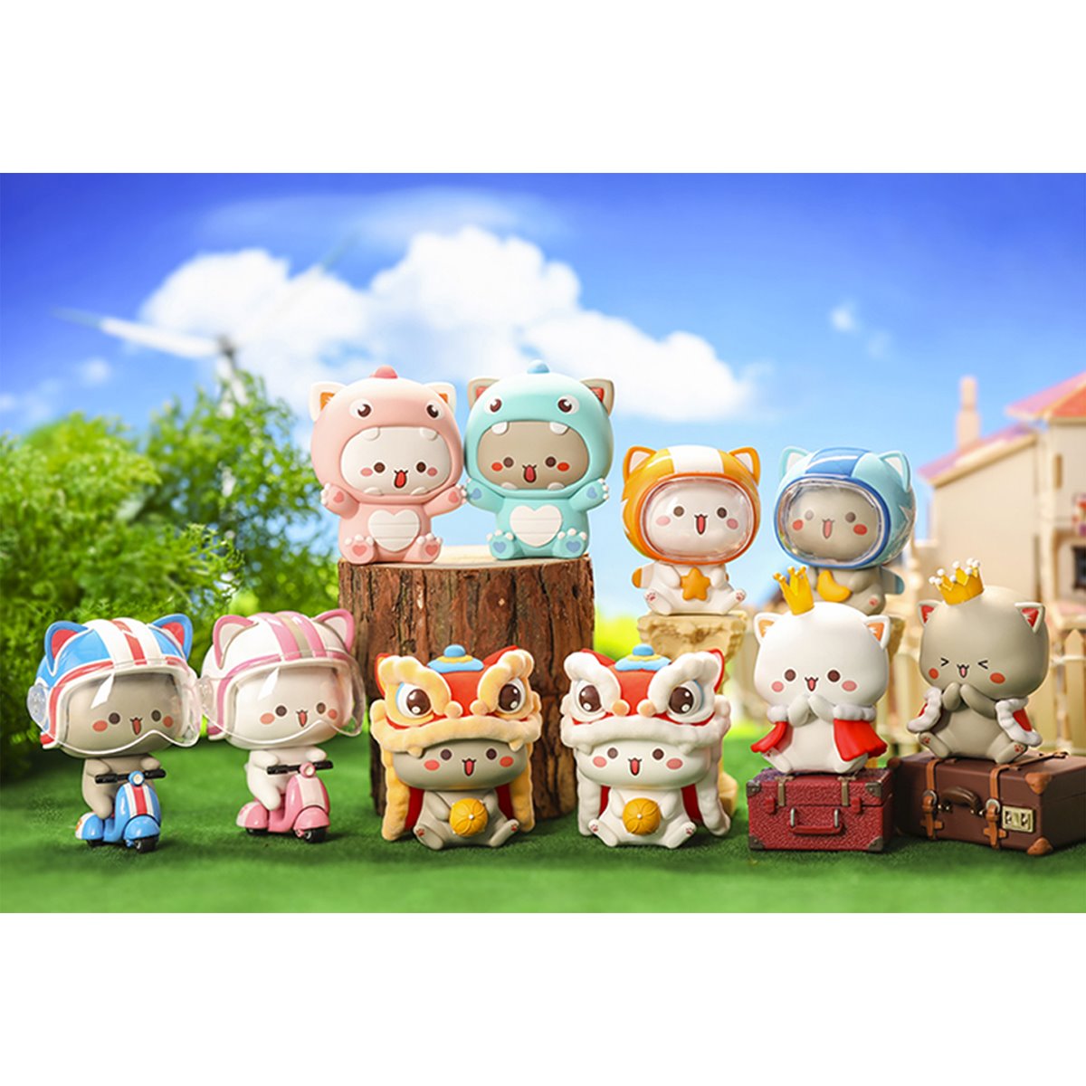 Mitao Cat Series 4 Blind Box Action Figure Mystery Box Carino Giocattoli Casuale Regalo di Compleanno Natale Giocattolo da Collezione per Arredamenti Desktop 3 Pezzi
