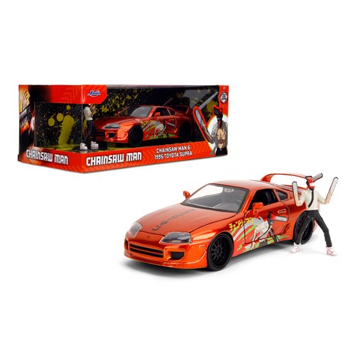 Hollywood Rides Chainsaw Man 1995 Toyota Supra 1:24 Scale Die-Cast Metal Vehicle with Chainsaw Man Figure