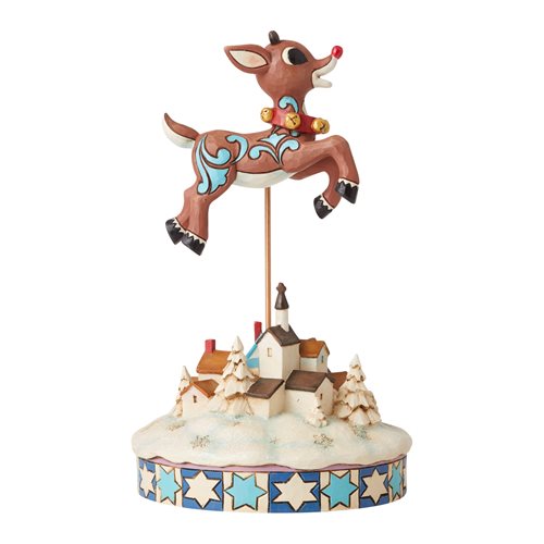 Rudolph the Red-Nosed Reindeer Leaping Rudolph with Bells Statue by Jim Shore