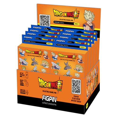 Dragon Ball Super Mystery Minis Series 1 Enamel Pin Display of 10