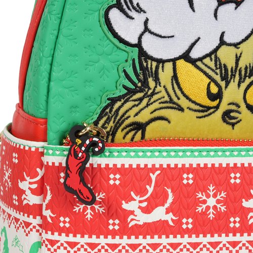 How the Grinch Stole Christmas Grinch Christmas Sweater Mini-Backpack - Entertainment Earth Exclusiv