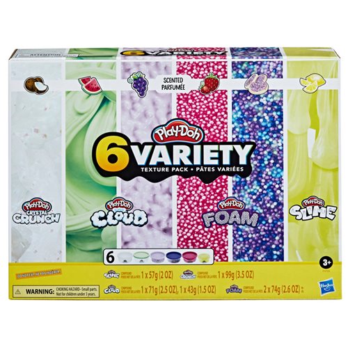 Play-Doh Slime, Crystal Crunch, Super Cloud, and Foam Scented 6 Variety Texture Pack