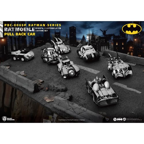 Batman Batmobile Special Electroplated Edition Pull Back Car Series PBC-004SP Vehicle Set of 7