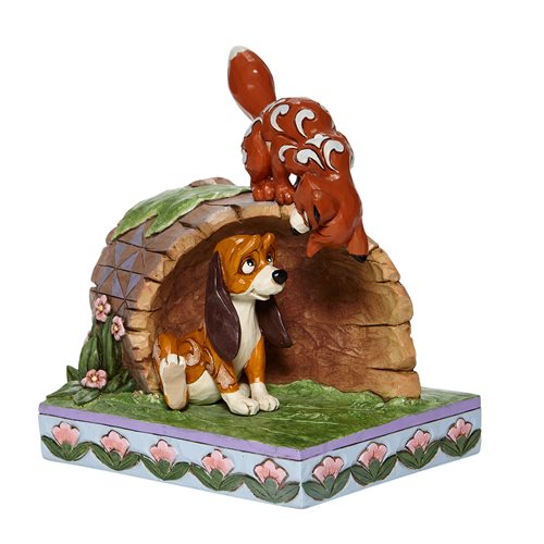 Disney Traditions Fox and the Hound on Log Unlikely Friends by Jim Shore Statue