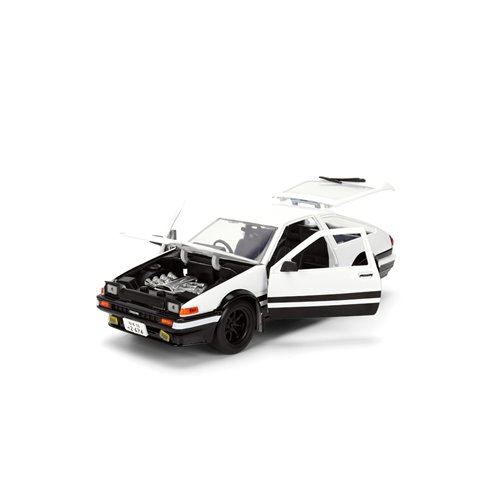 Hollywood Rides Initial D 1986 Toyota Trueno AE86 1:24 Scale Die-Cast Metal Vehicle with Takumi Figu